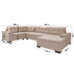 Sofá de Canto 6 Lugares com Chaise Suede Aveludado Viena  - 4