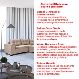 Sofá de Canto 6 Lugares com Chaise Suede Aveludado Viena  - 8
