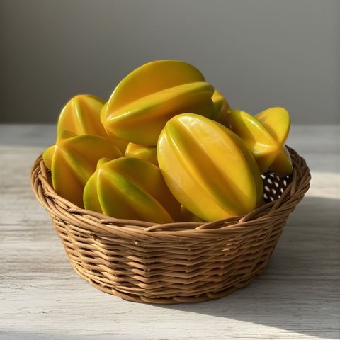 Pacote 10 Frutas Artificiais Carambola Realistas Ótima para Decoração de Festas, Buffets e Arranjos