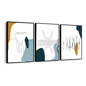 Kit 3 Quadros Decorativos Odontologia Consultório Moderno