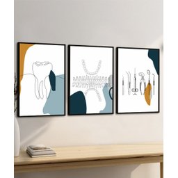 Kit 3 Quadros Decorativos Odontologia Consultório Moderno - 3