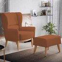 Ver imagem 2 de Kit 02 Poltronas Decorativa Fixa Base de Madeira Milena D02 Veludo Telha C-262 - Lyam Decor