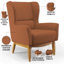 Ver imagem 4 de Kit 02 Poltronas Decorativa Fixa Base de Madeira Milena D02 Veludo Telha C-262 - Lyam Decor
