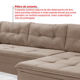 Sofá de Canto 6 Lugares com Chaise Suede Aveludado Viena  - 8