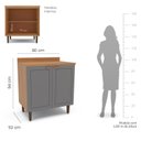Ver imagem 3 de Balcão para Cozinha 2 Portas 80cm sem Tampo Pérola Cinza/Freijó Yescasa