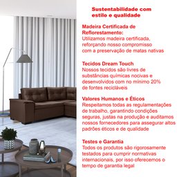 Sofá de Canto 6 Lugares com Chaise Suede Aveludado Viena  - 3