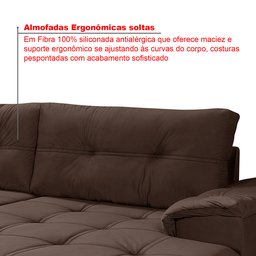 Sofá de Canto 6 Lugares com Chaise Suede Aveludado Viena  - 4