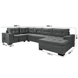 Sofá de Canto 6 Lugares com Chaise Suede Aveludado Viena  - 5