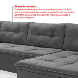 Sofá de Canto 6 Lugares com Chaise Suede Aveludado Viena  - 8