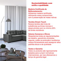 Sofá de Canto 6 Lugares com Chaise Suede Aveludado Viena  - 3