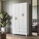 Ver imagem 6 de Guarda Roupa Solteiro 4P com Pés e Cômoda Havana Master Branco Brilho - Santos Andirá