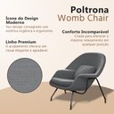 Ver imagem 3 de Poltrona Womb Chair sem Puff Linho Base Preta Linha Premium Design Moderno Sala Leitura - Cinza
