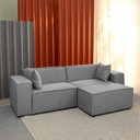 Ver imagem 1 de Conjunto Sofá 220cm e Puff 80cm Baobá CabeCasa MadeiraOriginals Cinza Linho Silver