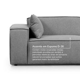 Conjunto Sofá 220cm e Puff 80cm Baobá CabeCasa MadeiraOriginals Cinza Linho Silver - 4 Conjunto Sofá 220cm e Puff 80cm Baobá CabeCasa MadeiraOriginals Cinza Linho Silver - 4