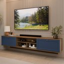 Ver imagem 1 de Rack Suspenso para Tv até 80 Polegadas 218 Cm 2 Portas Rustic/azul Vik Madesa