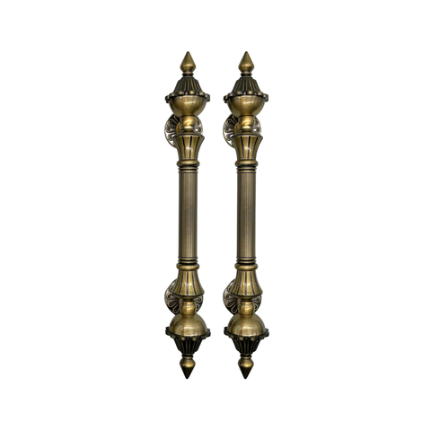 Puxador Duplo para Portas Estilo Colonial Jd 43cm Ouro Velho