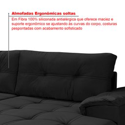 Sofá de Canto 6 Lugares com Chaise Suede Aveludado Viena  - 4