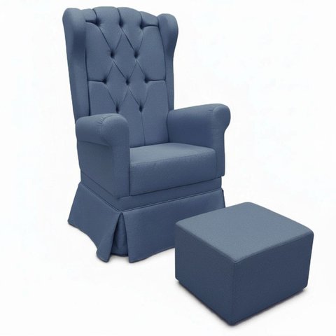 Poltrona de Amamentação Aurora em Linho Premium:11-azul