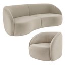 Ver imagem 2 de Kit Sofá 4 Lugares Eron 288cm com Poltrona Giratória Angelina M03 Veludo Bege - Lyam Decor