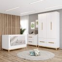 Ver imagem 1 de Conjunto Quarto de Bebê Berço 3x1, Guarda-Roupa e Cômoda Passa Anel Espresso Móveis