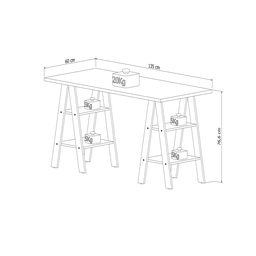 Escrivaninha Cavalete Self 135cm Appunto Castanho E Branca - 4 Escrivaninha Cavalete Self 135cm Appunto Castanho E Branca - 4