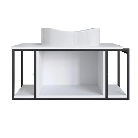Gabinete Suspenso para Banheiro 80cm P1019 Branco com Cuba Berlin Branca