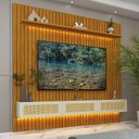 Ver mais imagens de Estante Home para TV até 85 Polegadas com LED e Detalhe em Rattan 100% MDF 217CMX228,8cm Nobre Clean Marrom