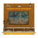 Ver imagem 4 de Estante Home para TV até 85 Polegadas com LED e Detalhe em Rattan 100% MDF 217CMX228,8cm Nobre Clean Marrom