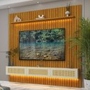 Ver imagem 1 de Estante Home para TV até 85 Polegadas com LED e Detalhe em Rattan 100% MDF 217CMX228,8cm Nobre Clean Marrom