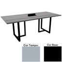 Ver imagem 1 de Mesa de Reunião com Caixa de Tomada Retangular 200 x 90 cm Pé Tubular PE25 em MDP Cinza Base Preta