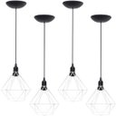 Ver imagem 1 de 4 Pendentes Aramado Diamante Luminária Lustre P Teto Retrô Vintage Industrial Balcão Branco
