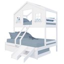 Ver imagem 2 de Treliche Casal/ Solteiro Casinha Dos Sonhos com Escada/ Escorregador Madeira Maciça Branco Housin