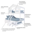 Ver imagem 4 de Treliche Casal/ Solteiro Casinha Dos Sonhos com Escada/ Escorregador Madeira Maciça Branco Housin