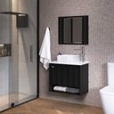 Ver imagem 2 de Gabinte Banheiro Kit Treviso Pia Quinto 63cm Preto - Rorato