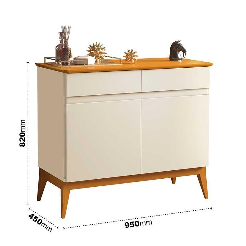 Buffet 95cm Sala Jantar Pequeno 2 Portas Magnum EDN Off White/Cedro - 4