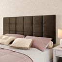 Ver imagem 5 de Kit Quarto 2 Mesinhas Pequena Gaveta Nicho Mudo Retrô Cabeceira Estofada Suspensa Cama Box Casal 1,