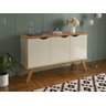 Buffet / Bancada Pr 3 Portas Retrô 2 Portas Cor Off White / Cinamomo Pt - 1