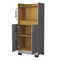 Balcão Armario para Cozinha Duque 2 Portas Onix/Mel - 3