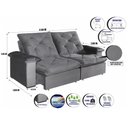 Ver imagem 6 de Sofá com Chaise Canyon 4 Lugares Retrátil e Reclinável 250cm Bege Veludo Bom Pastor Móveis