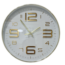 Ver imagem 1 de Relogio De Parede Em Plastico Branco C/dourado 30,5cm X 4cm lyor 2750