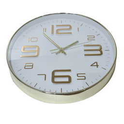 Relogio De Parede Em Plastico Branco C/dourado 30,5cm X 4cm lyor 2750 - 2