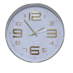 Relogio De Parede Em Plastico Branco C/dourado 30,5cm X 4cm lyor 2750 - 4