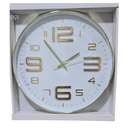 Relogio De Parede Em Plastico Branco C/dourado 30,5cm X 4cm lyor 2750 - 3