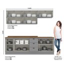 Ver imagem 7 de Cozinha Modulada Americana 8 Peças Balcão 120cm Cinza/nature com Tampo - Móveis Henn