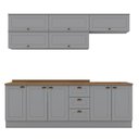 Ver imagem 1 de Cozinha Modulada Americana 8 Peças Balcão 120cm Cinza/nature com Tampo - Móveis Henn