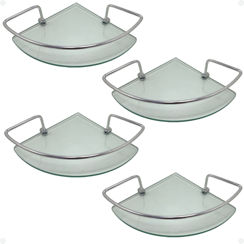 Kit 4 Suporte Prateleira Porta Shampoo Canto Banheiro Vidro Único