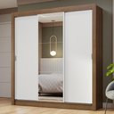 Ver imagem 1 de Guarda-roupa Casal 3 Portas de Correr com Espelho Rustic/branco Nobre Madesa Rustic/branco