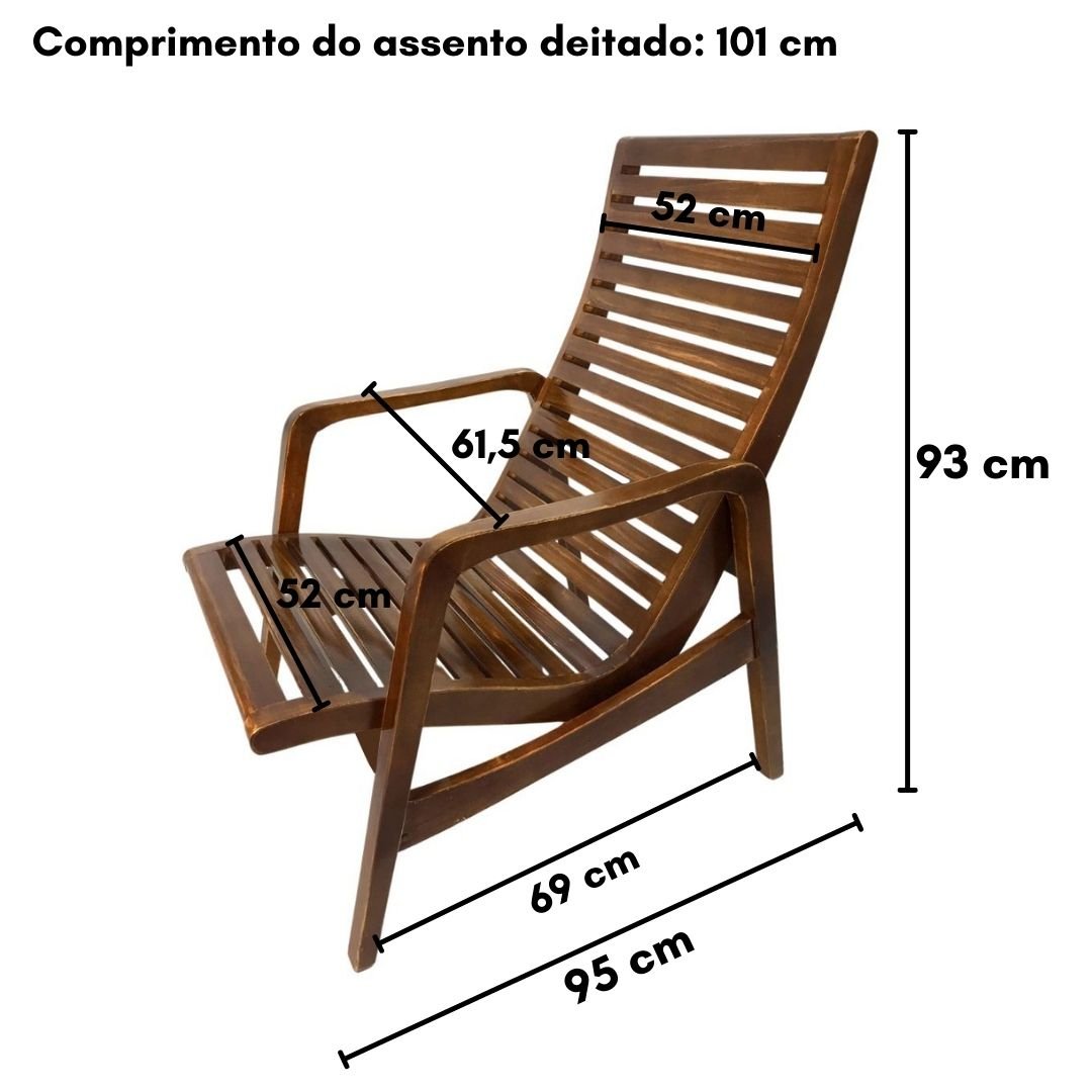 Cadeira de Descanso em Madeira Maciça Cor Bege para Jardim - 4