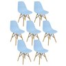 Kit 7 Cadeiras Charles Eames Eiffel Wood Design Azul Claro - 3