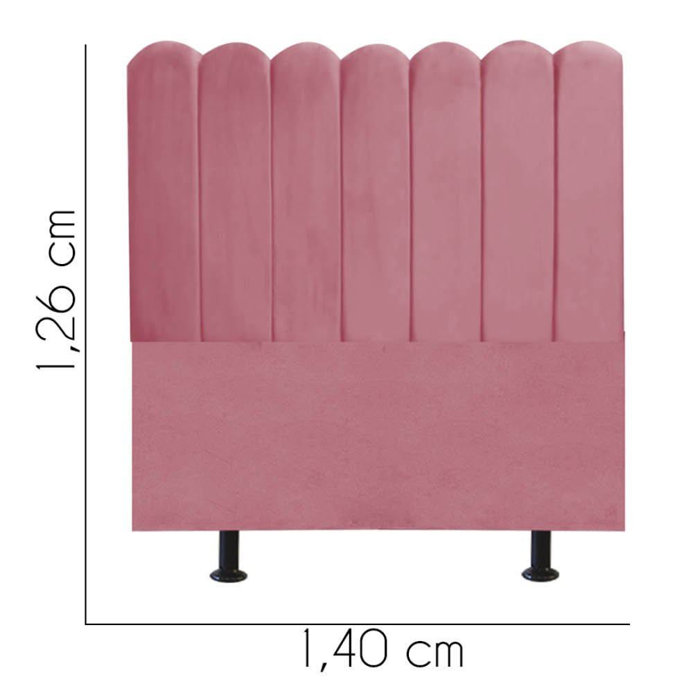 Cabeceira Estofada Alanis 140CM Casal Suede Rosa - D A DECOR - 3